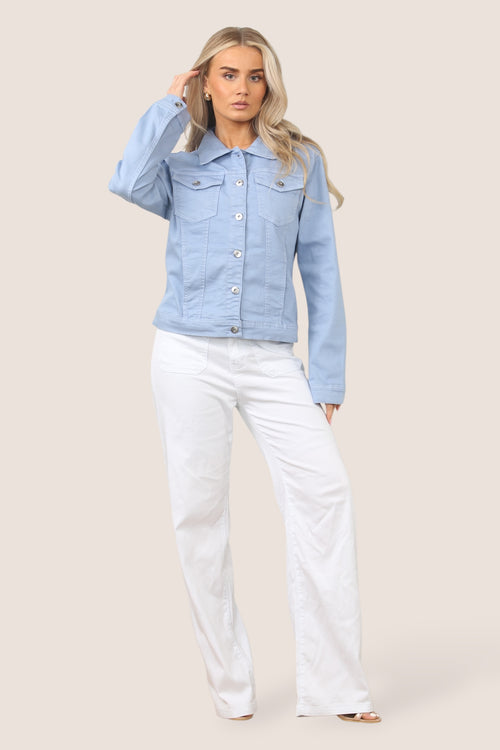 Kurt Muller Sky Blue Washed Denim Cotton Stretch Jacket