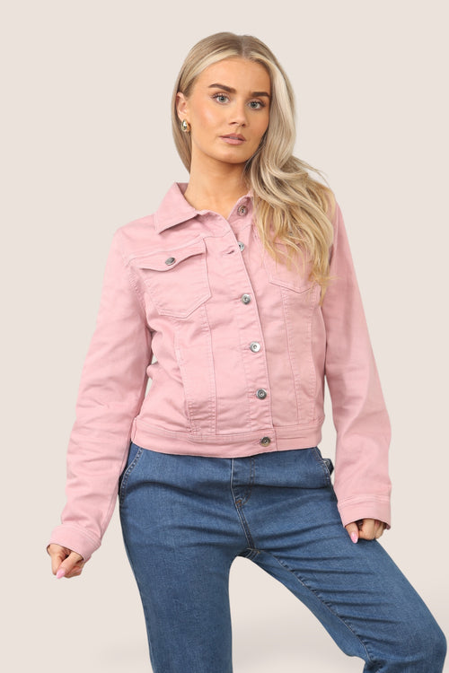 Kurt Muller Soft Pink Washed Denim Cotton Stretch Jacket