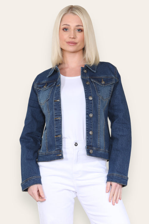 Kurt Muller Mid Blue Wash Cotton Stretch Jacket