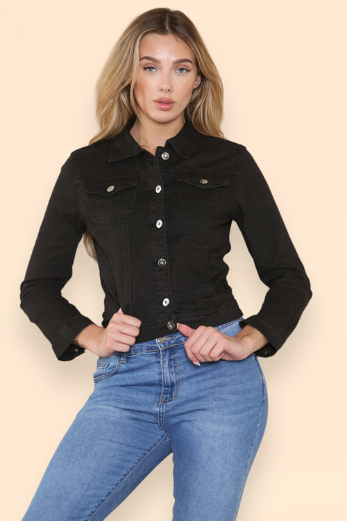 Kurt Muller Black Denim Cotton Stretch Jacket