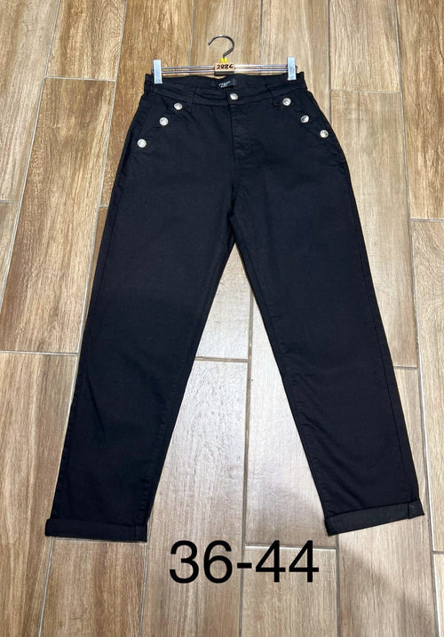 Black Side Button Mom Fit Turn up Voggo Jeans
