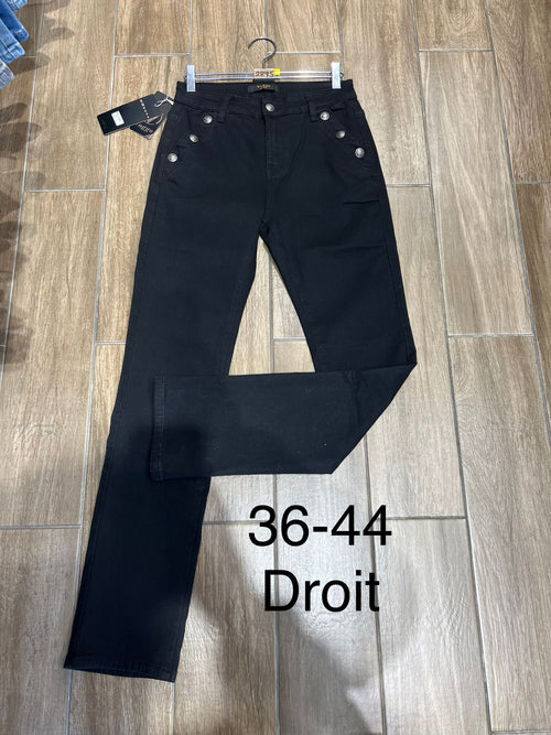 Voggo side silver hip button straight leg Black jeans