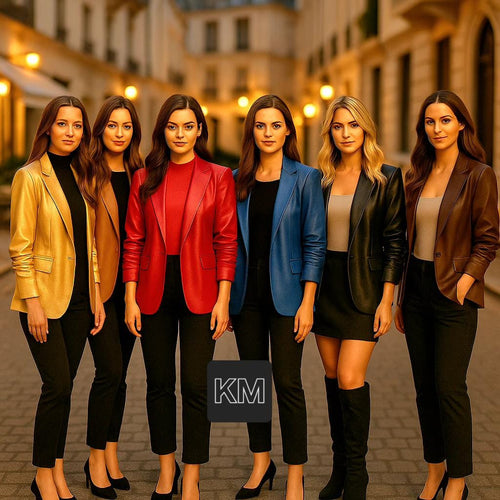 Vegan Leather Look Matte Ruched Sleeve Blazer