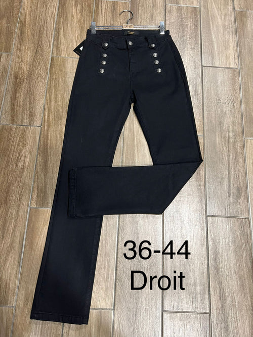 Voggo Black Wide Leg Jeans with Silver Buttons