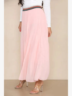 Pleated MAXI Skirt with Rainbow Elasticated Waistband