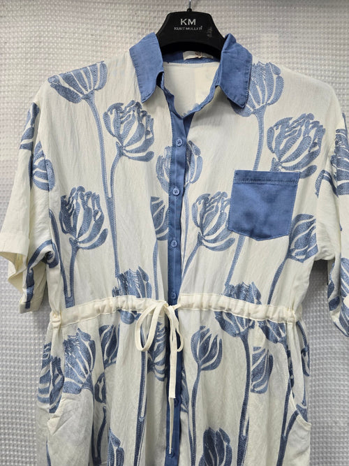 Suzie Floral Shirt Pull In Midi Dress