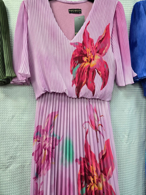 Lily V Neck Pleated Plisse Maxi Dress