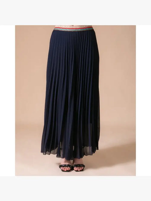 Pleated MAXI Skirt with Rainbow Elasticated Waistband