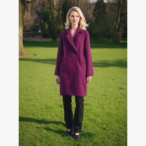 Soft Touch Lined Coat with Detachable Leopard Ruffle Brooch