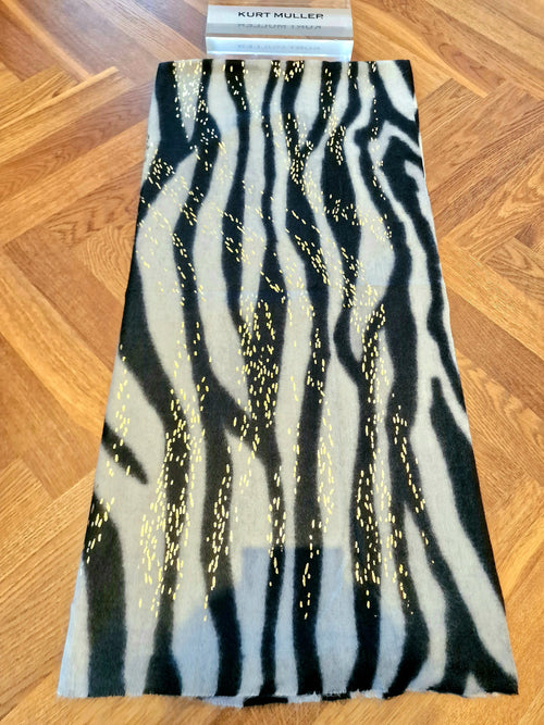 Black & Grey Gold Fleck Wool Blend Scarf