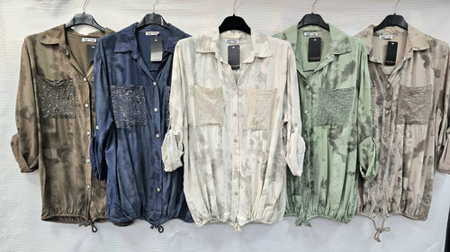 Sequin Pocket Marble Shirt