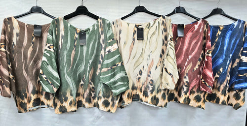 Leopard Wave Fine Mesh Knit Top