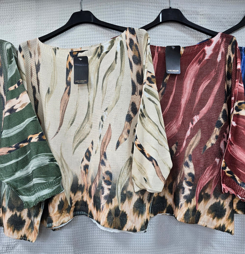 Leopard Wave Fine Mesh Knit Top