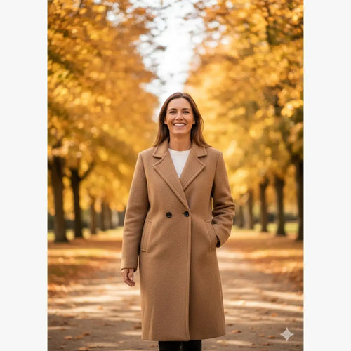 Soft Touch Lined Coat with Detachable Leopard Ruffle Brooch