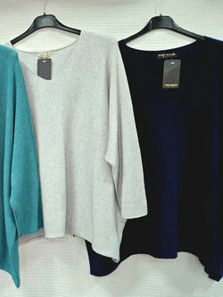 Oversized Soft touch long sleeve Vee Knit