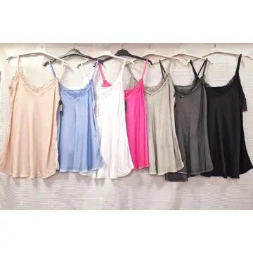 Sateen Crochet Trim Vest Top