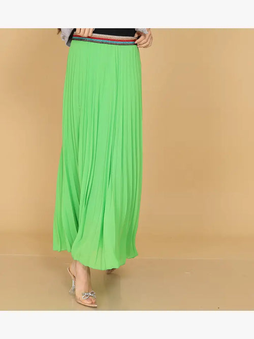 Pleated MAXI Skirt with Rainbow Elasticated Waistband