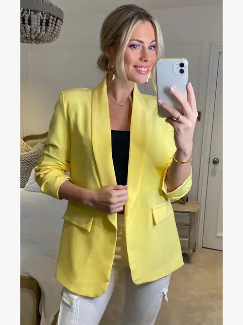 Oversized Rouched Sleeve Blazer