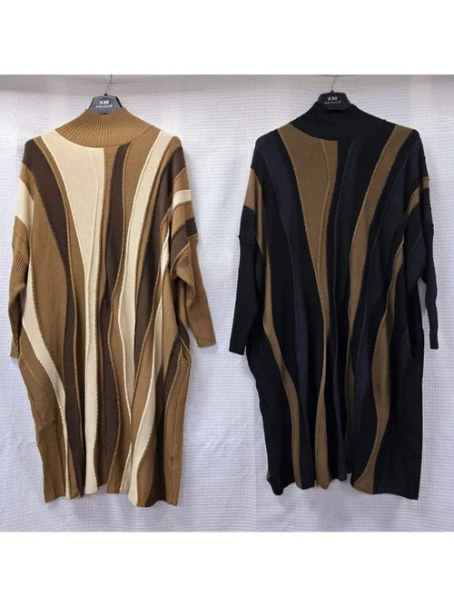 Stripe Wave Textured Knitted Dress