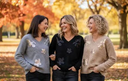 Sequin floral V Knit