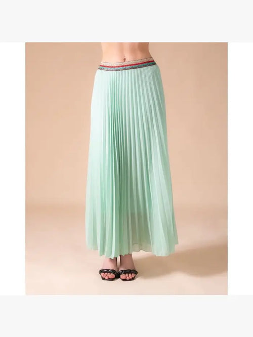 Pleated MAXI Skirt with Rainbow Elasticated Waistband