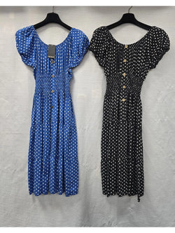 Polka Dot Bardot Midi Dress