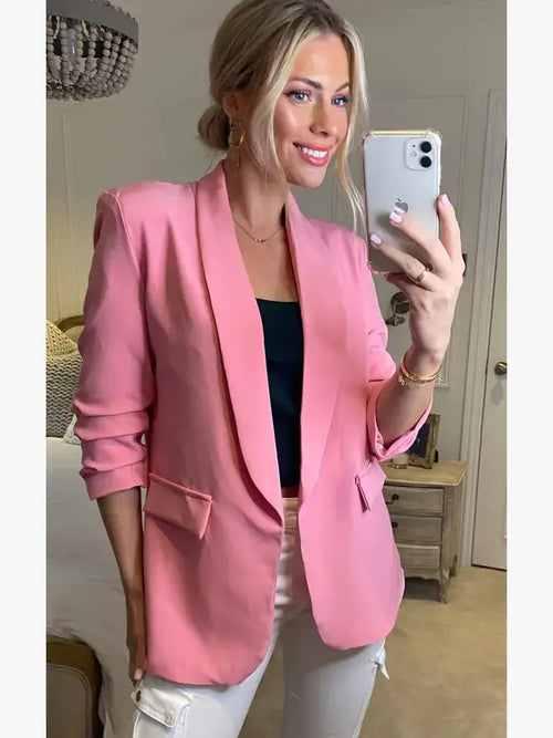 Oversized Rouched Sleeve Blazer