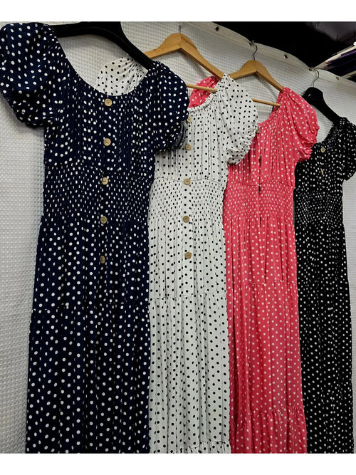 Polka Dot Bardot Maxi Dress