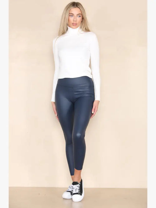 Regular Leather Look High Waisted Leggings