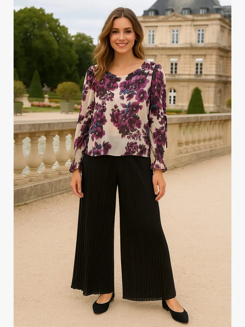 Premium Italian Plisse Wide Leg Palazzo Trousers