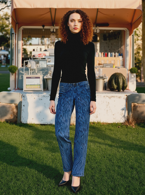 Zebra Wide leg Stretch Jeans