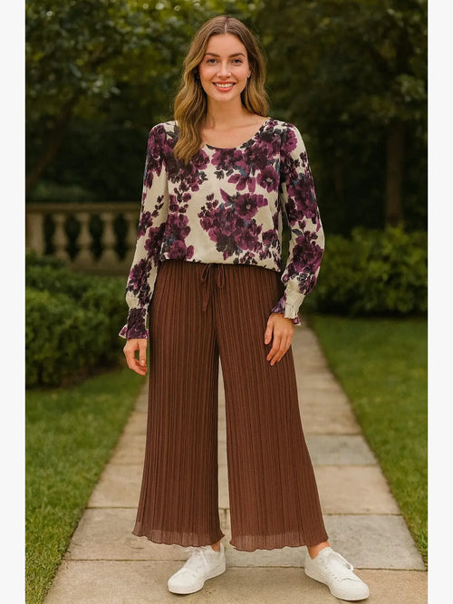 Premium Italian Plisse Wide Leg Palazzo Trousers