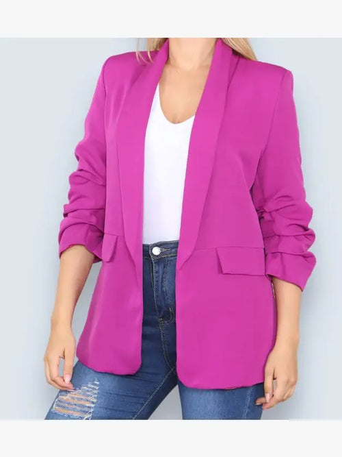 Oversized Rouched Sleeve Blazer