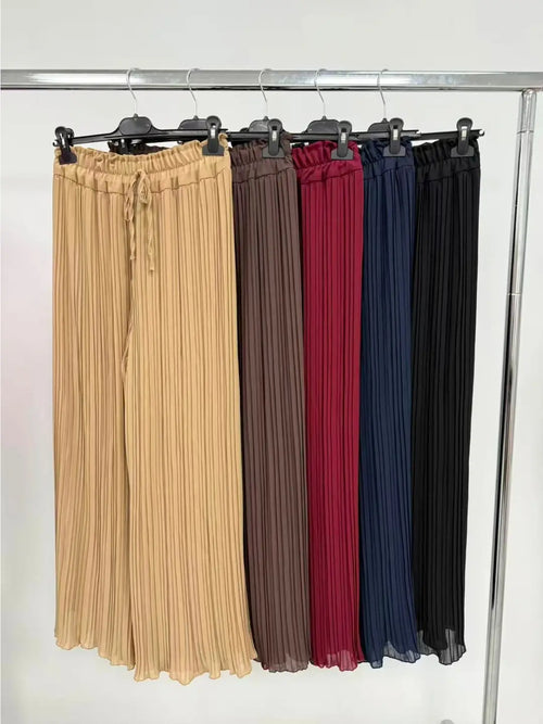 Premium Italian Plisse Wide Leg Palazzo Trousers