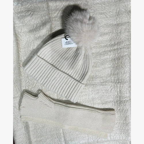 Two Piece Pom Hat and Gloves Set