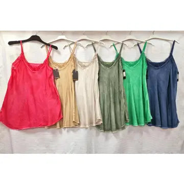 Sateen Crochet Trim Vest Top