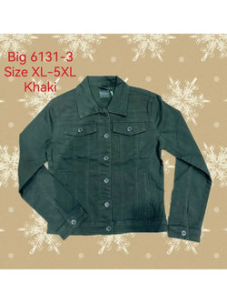 PLUS SIZE Khaki Denim Cotton Jacket