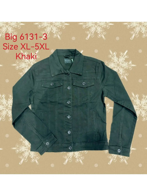 PLUS SIZE Khaki Denim Cotton Jacket