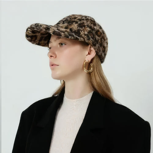 Boucle Leopard Print Baseball Cap Hat