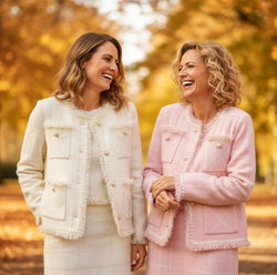 Boucle Pearl Ch Frayed Skirt Two Piece Coord Set