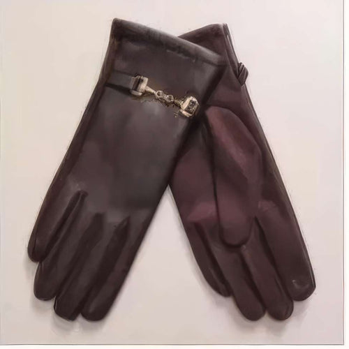Buckle Vegan Leather Gloves