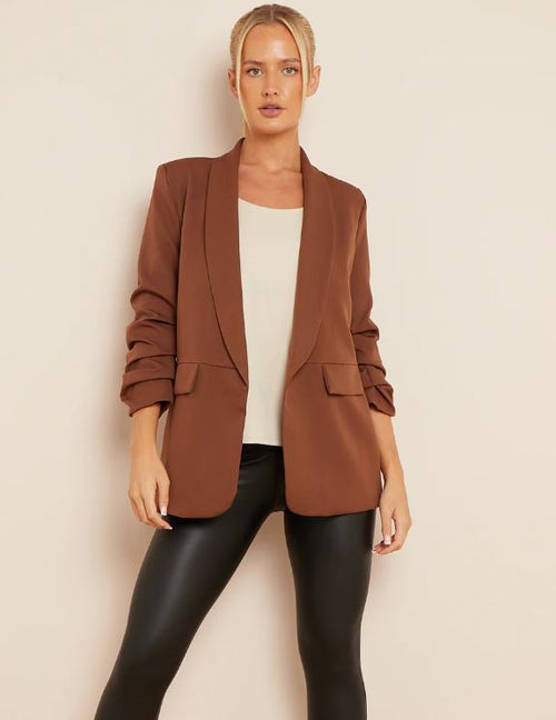 Oversized Rouched Sleeve Blazer