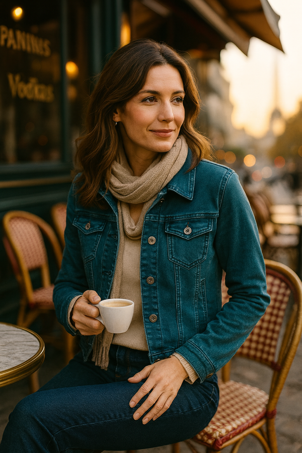 Teal Blue Voggo Bi Stretch Denim Jacket