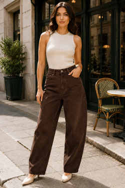 Balloon Fit Chocolate Denim Jeans
