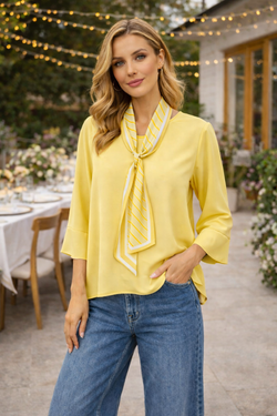 Stripe Scarf High Low Tunic Top