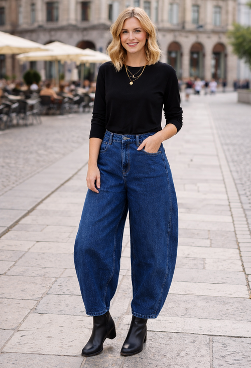 Balloon Dark Wash Denim Jeans