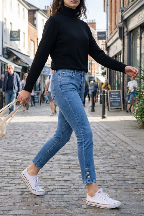 Slim Fit Silver Stud Ankle Grazer Voggo Jeans