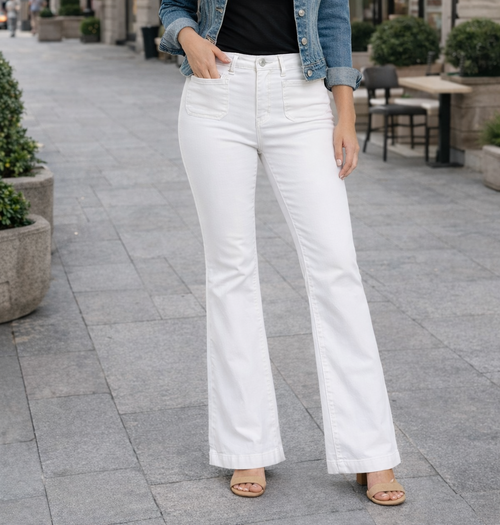White Bootcut Two Front Pocket Voggo Jeans