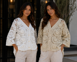 3D Rose Pure Cotton Crochet Cardigan