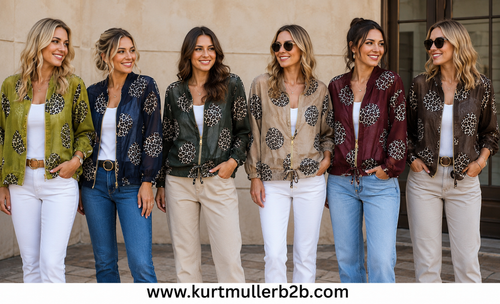 Leopard Disc Zip Tencel Zip Bomber Jacket
